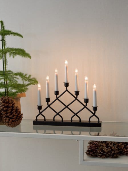 Elljusstake 7 ljus 34 cm, Svart Konstsmide