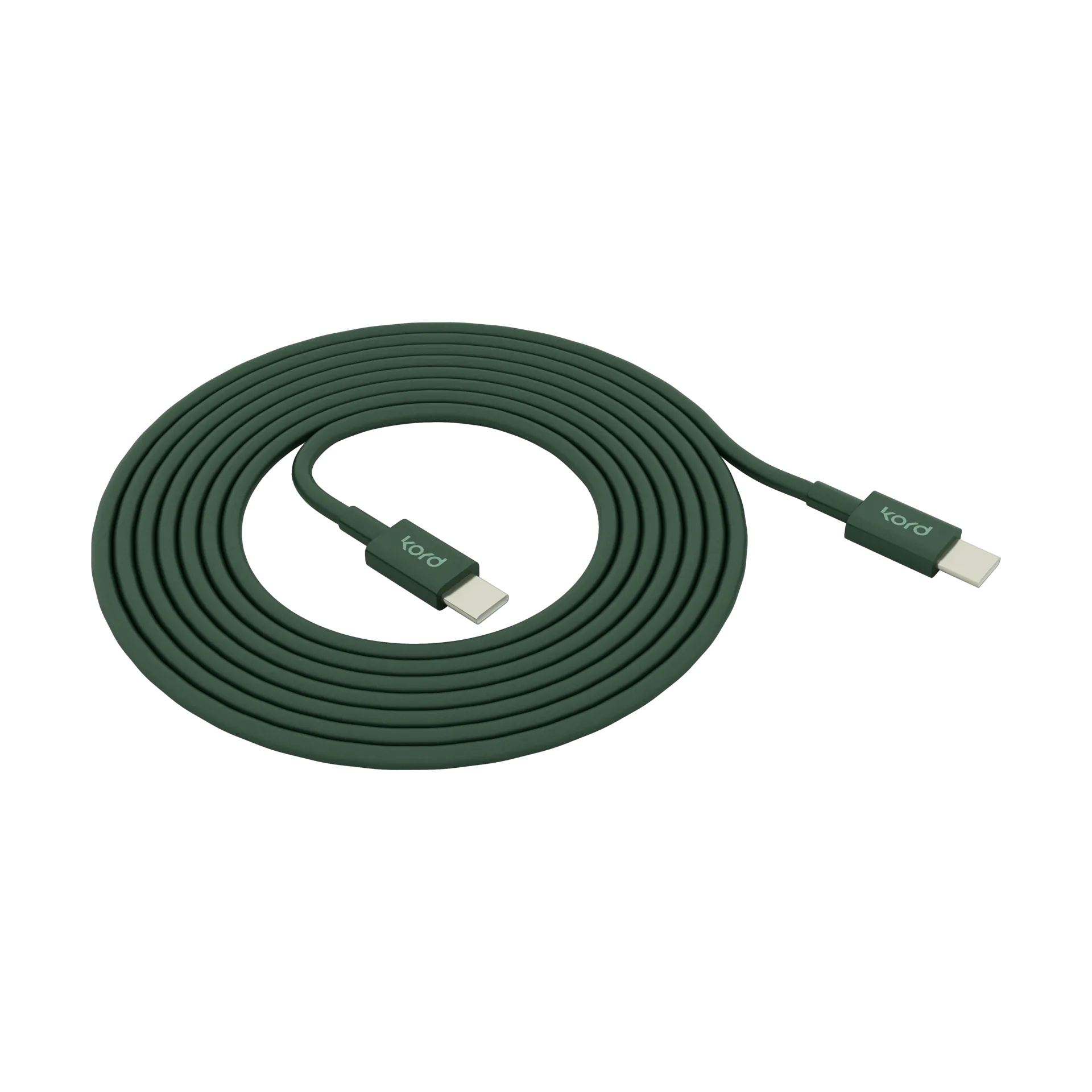 Kord USB-C to USB-C charging cable 1,8 m, Dark Green Kord