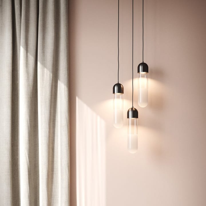 Firefly pendant lamp, Black. glass/sand blasted glass screen Mater