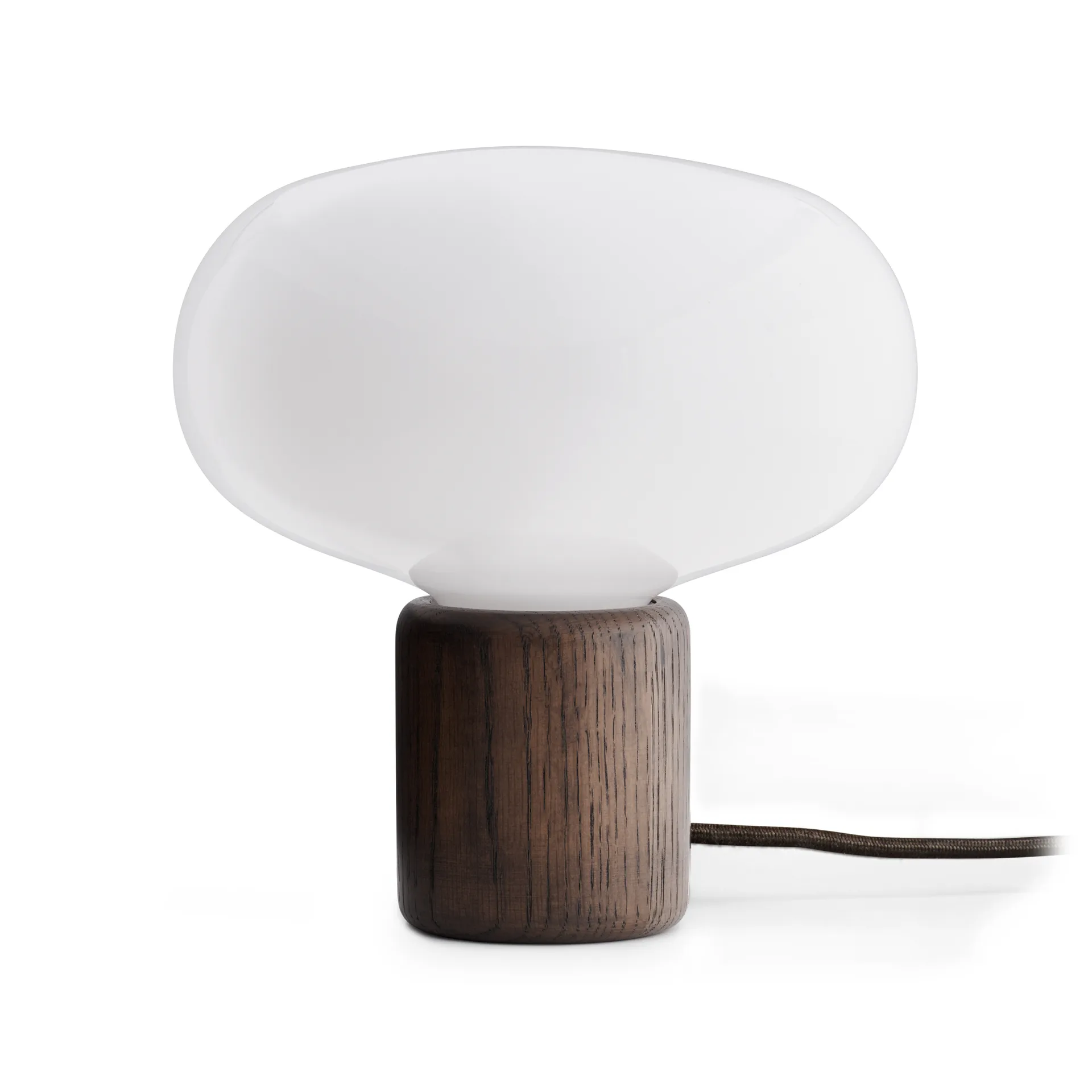 Karl-Johan table lamp, Smoked oak-white opal glass New Works