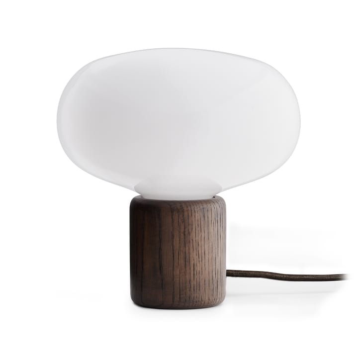 Karl-Johan table lamp, Smoked oak-white opal glass New Works