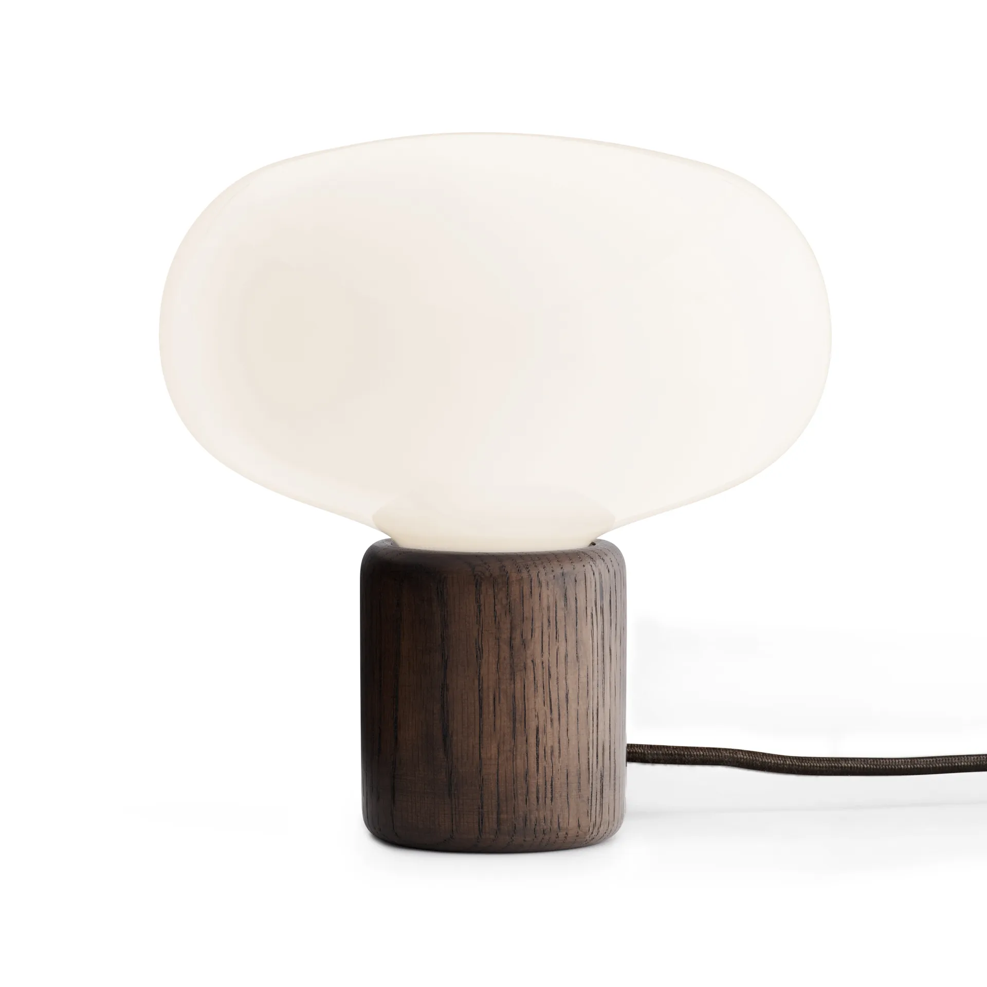 Karl-Johan table lamp, Smoked oak-white opal glass New Works