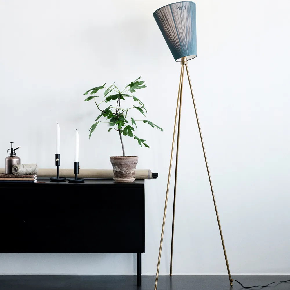 Oslo Wood Floor lamp, Olive green, matte black stand Northern