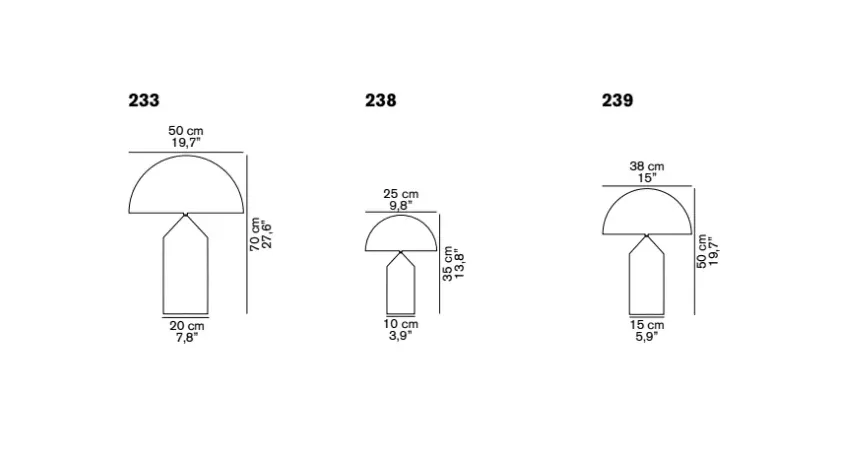 Atollo large 233 tables/floor lamp metal , Satin bronze, large Oluce