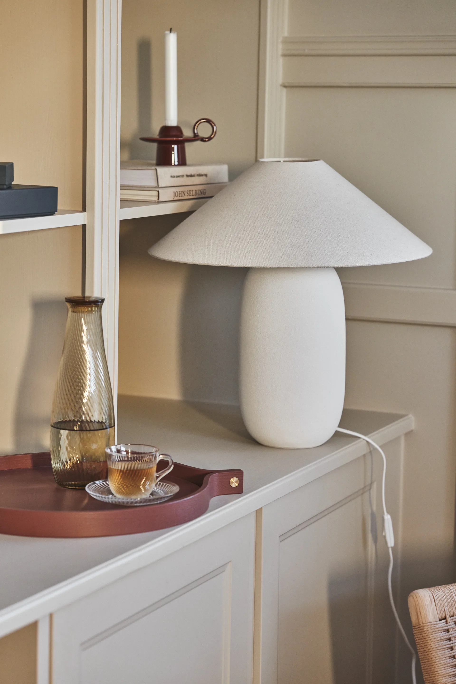 Boulder table lamp 48 cm white-nature Scandi Living