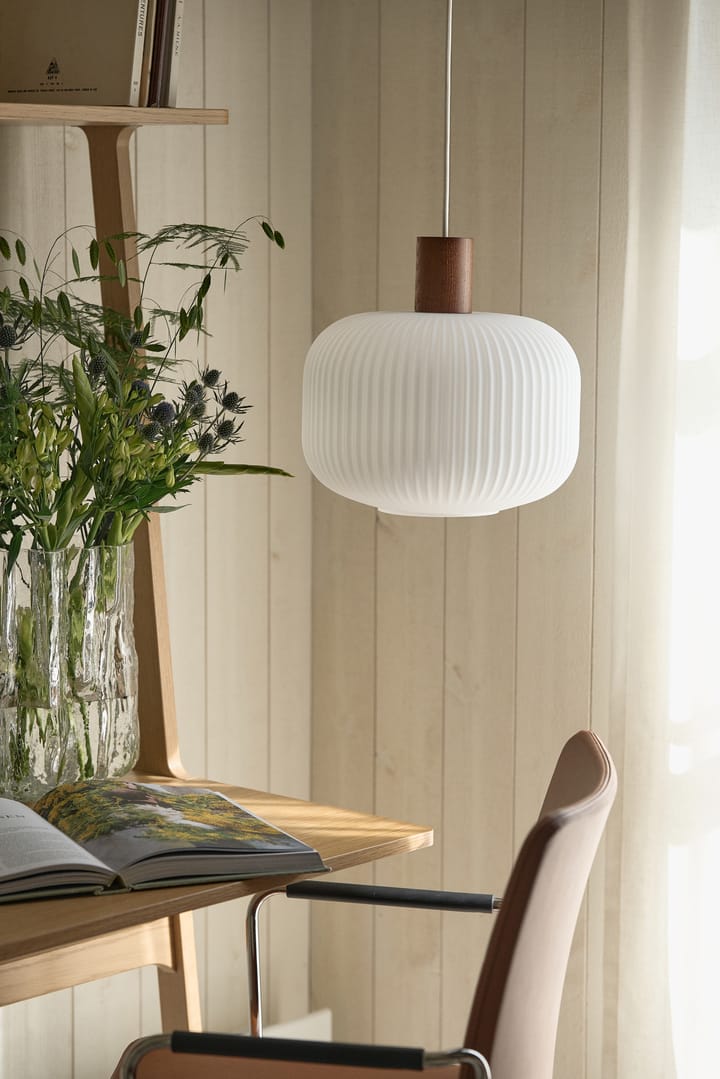 Fair Pendelleuchte Ø30cm, Milchglas-Esche dunkel gebeizt Scandi Living