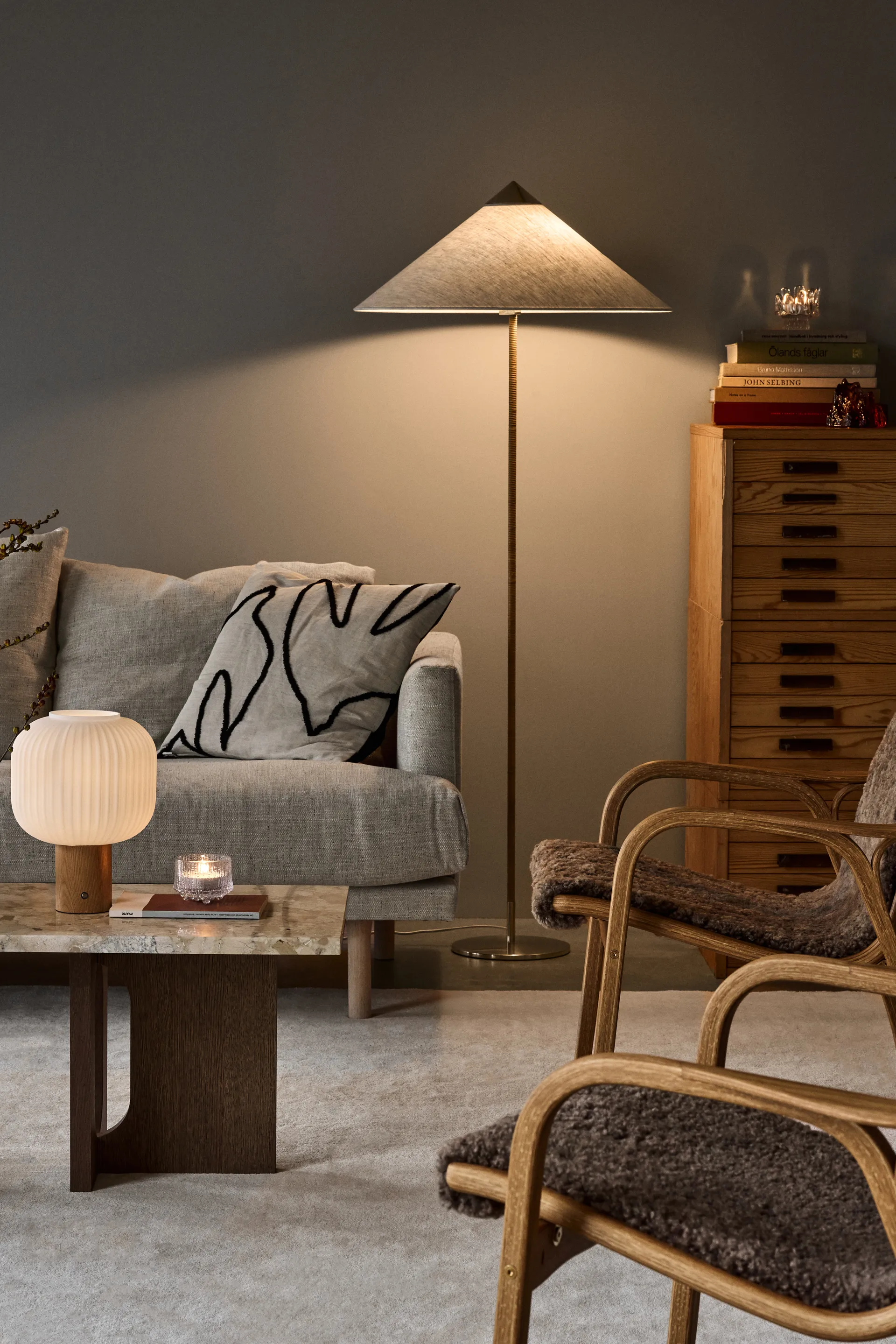 Fair portable table lamp, Frosted glass-ash Scandi Living