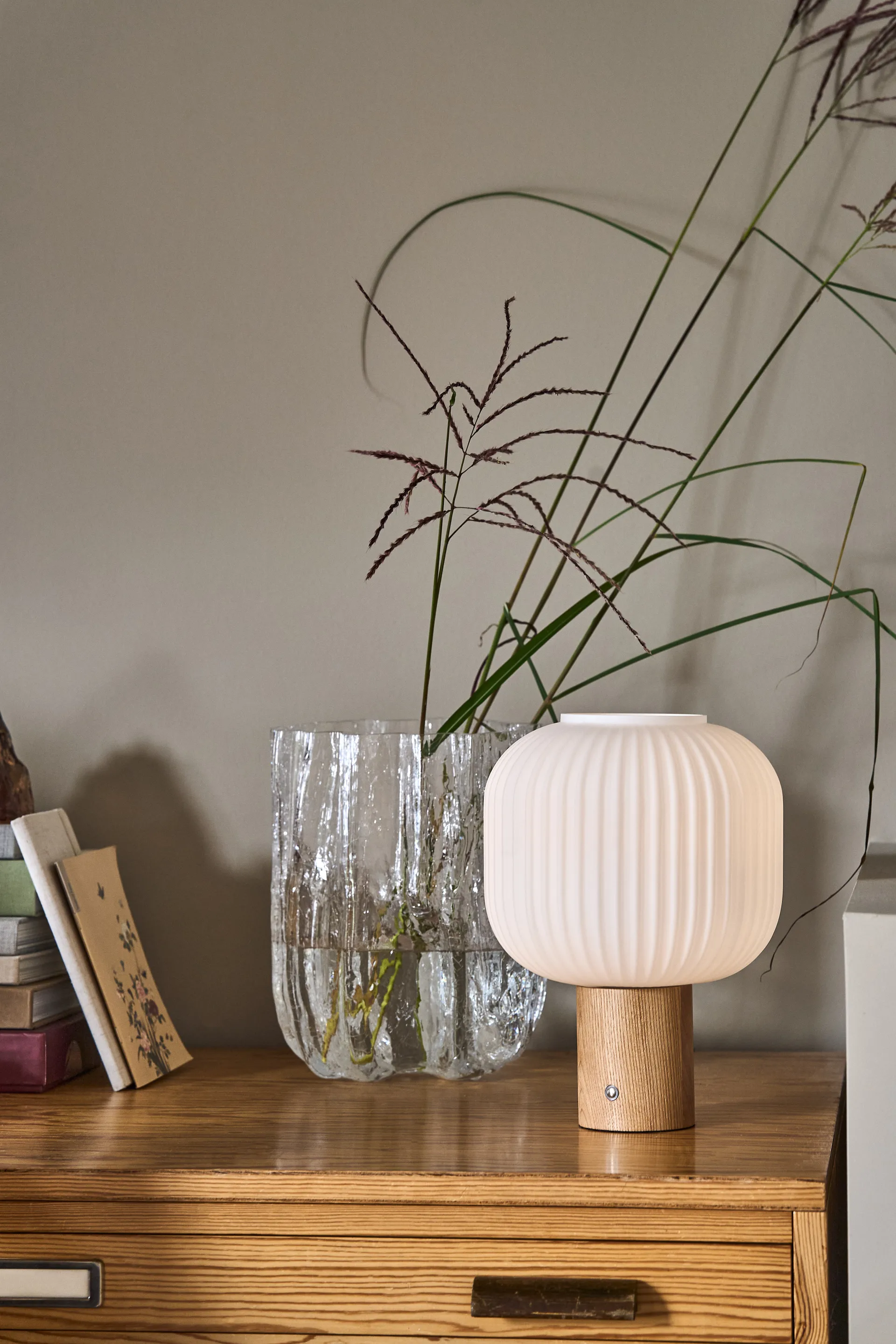 Fair portable table lamp, Frosted glass box Scandi Living