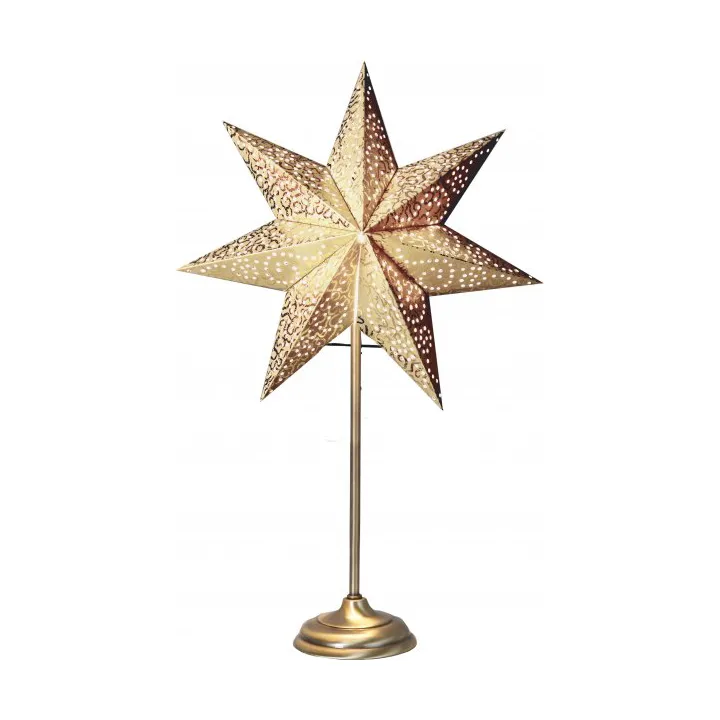 Antique Adventsstern auf Standfuß 55 cm, Messing Star Trading