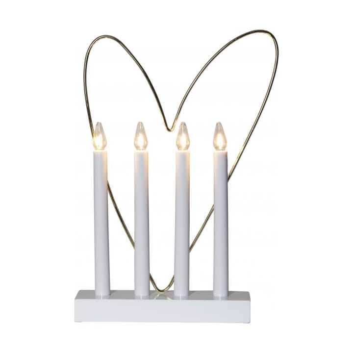 Glossy Heart ljusstake 25 cm, Vit Star Trading