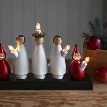 Luciakör adventsljusstake - Vit-röd - Star Trading