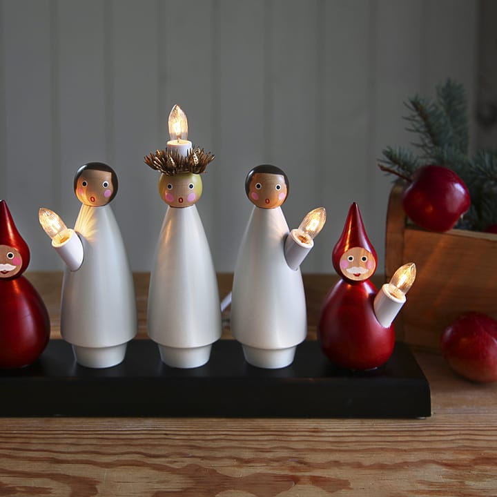 Luciakör adventsljusstake, Vit-röd Star Trading