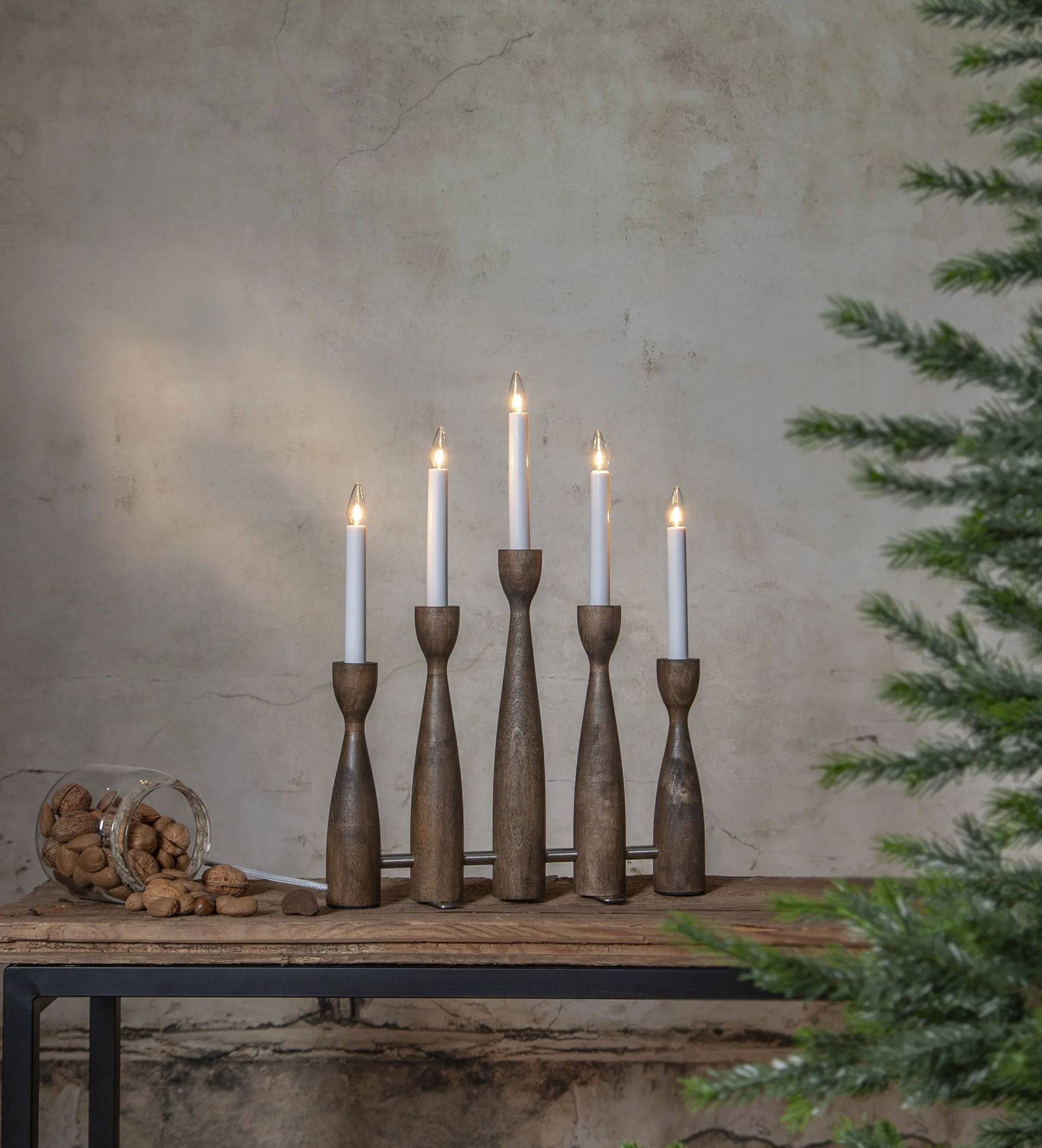 Midja 2.0 advent candlestick, Walnut Star Trading