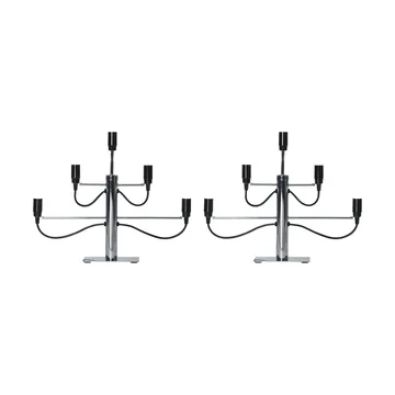 Milano 5 candlestick 46 cm 2-pack - Chrome - undefined - Star Trading