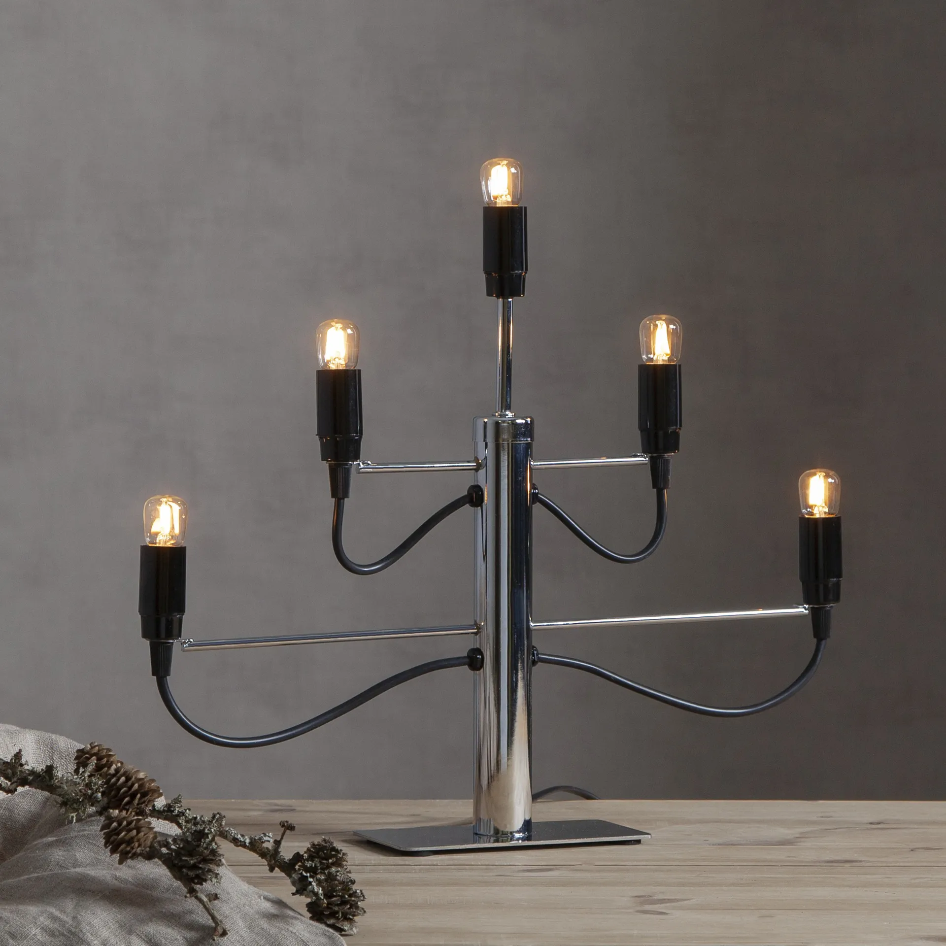 Milano 5 candlestick 46cm, Chrome Star Trading