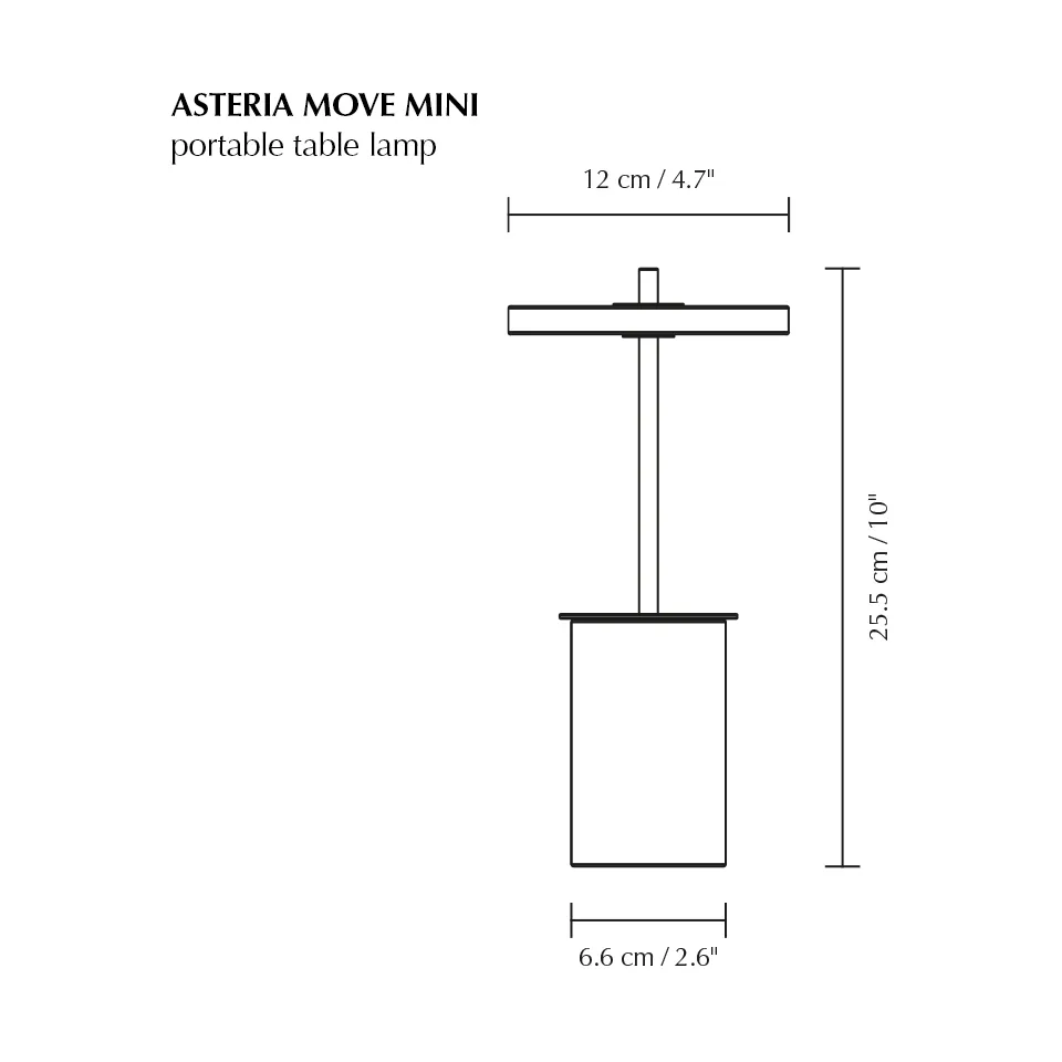 Asteria Move Mini table lamp Ø12x25,5 cm, Grey Marble-brass Umage