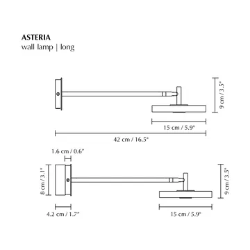Asteria Wall long wall lamp - Polished brass - Umage