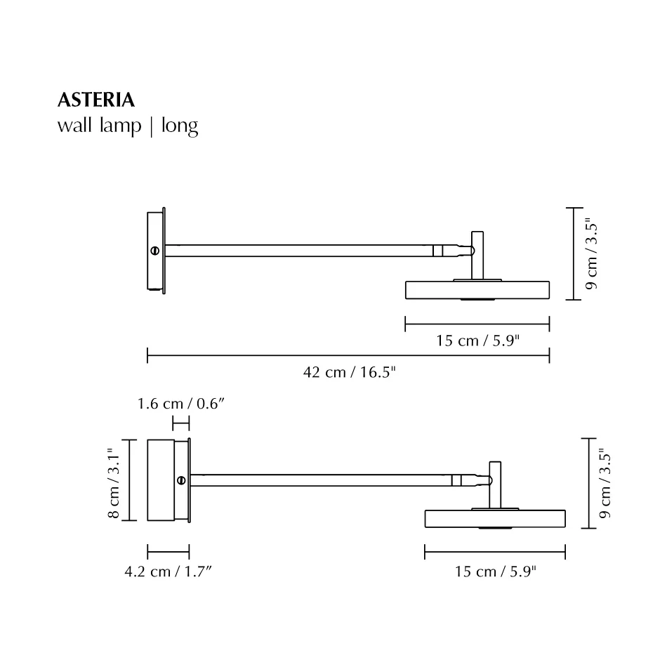 Asteria Wall long wall lamp, Polished steel Umage
