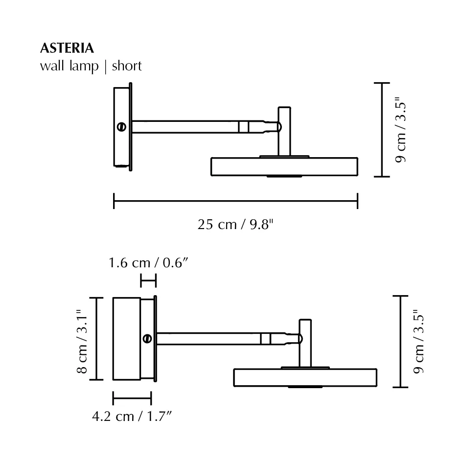 Asteria Wall short vägglampa, Polished brass Umage