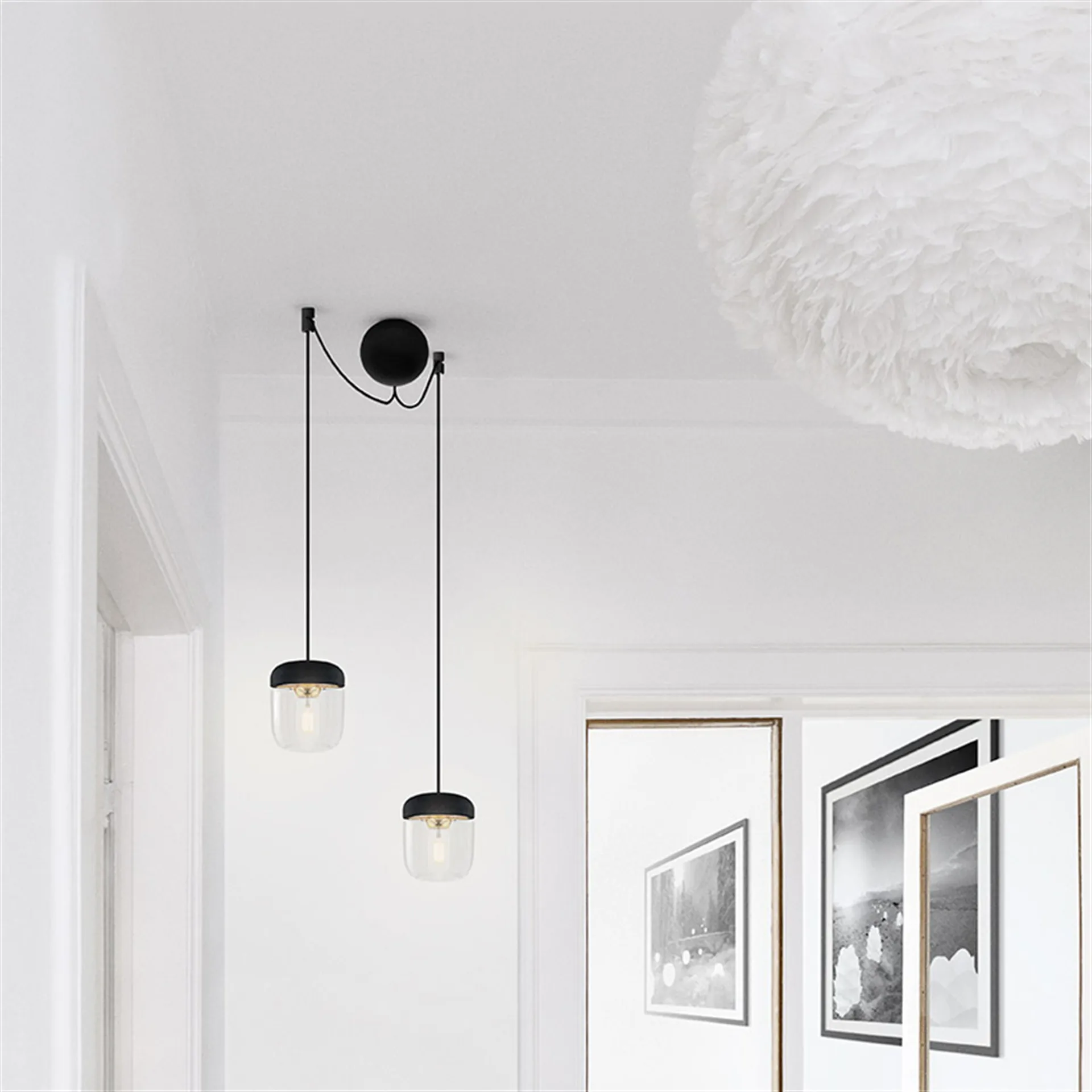 Cannonball ceiling cup with 2 cords, black Umage