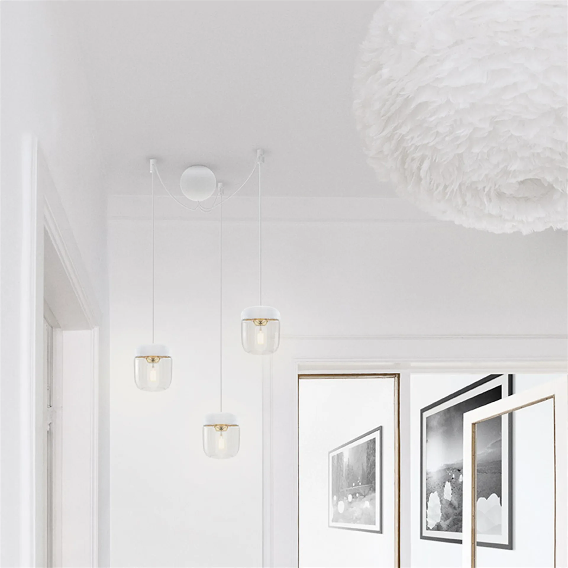 Cannonball ceiling cup with 3 cords, white Umage