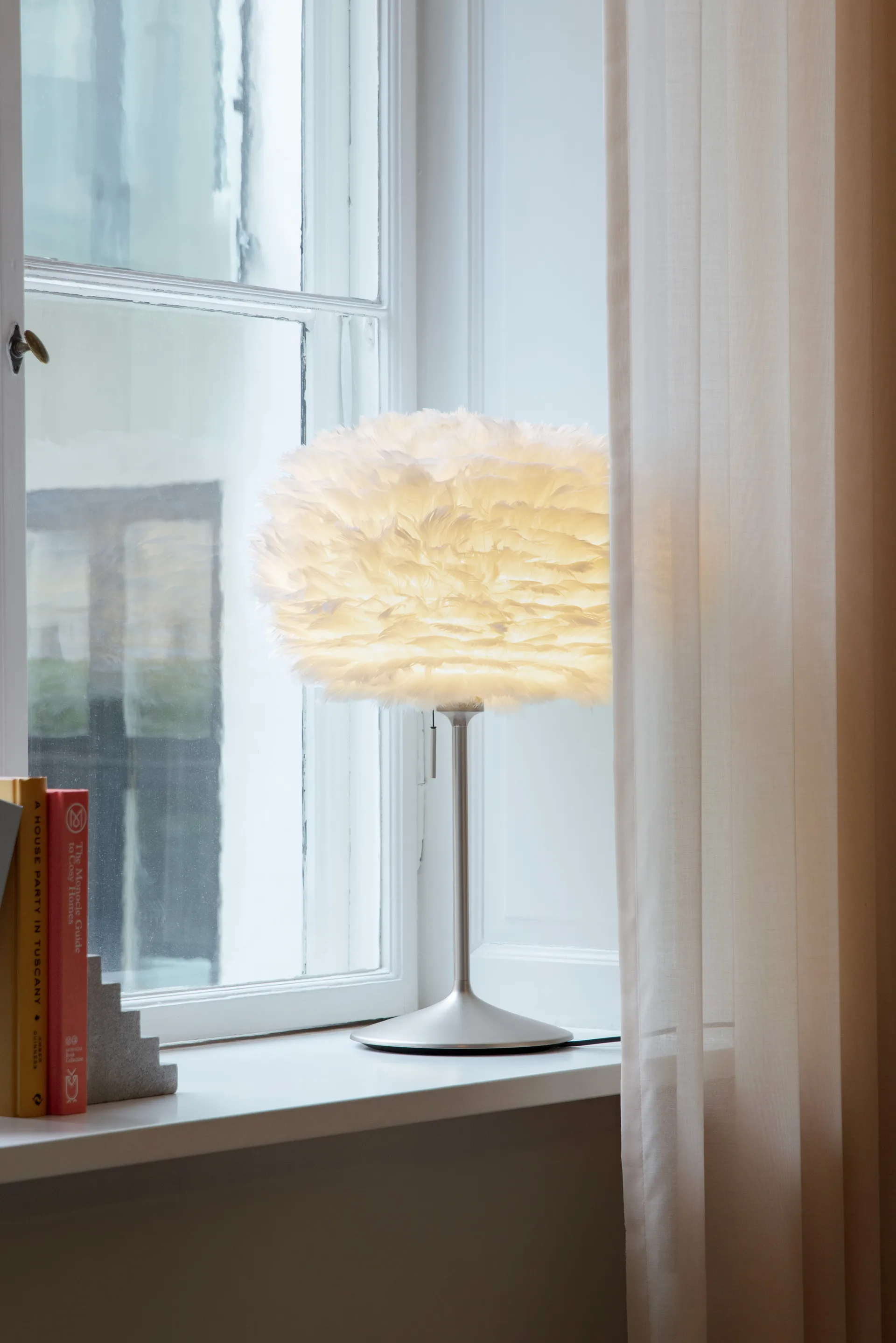 Eos table lamp medium, White-brushed steel Umage