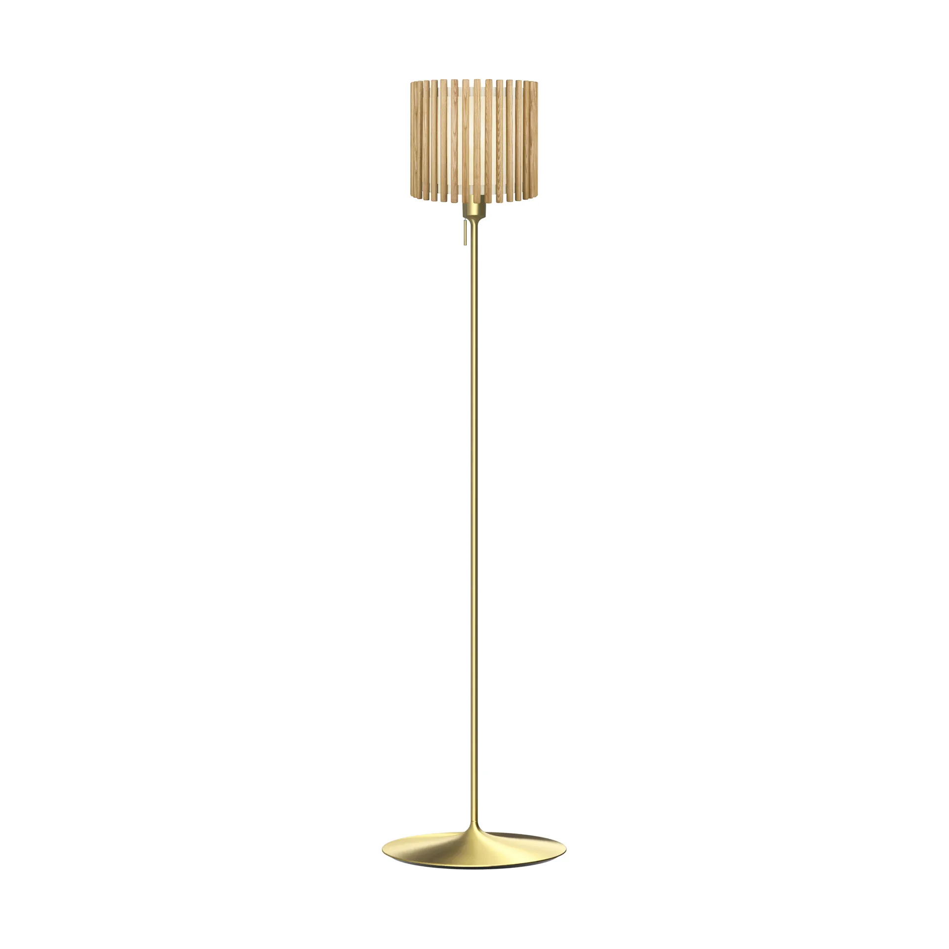 Komorebi floor lamp medium, Circle oak-Brush brass Umage