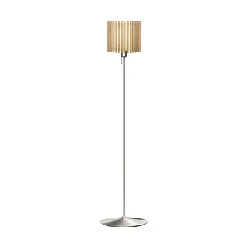 Komorebi floor lamp medium - Circle oak-Brushed steel - Umage