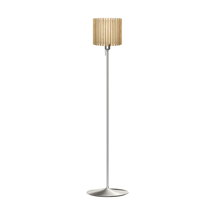 Komorebi floor lamp medium - Circle oak-Brushed steel - Umage