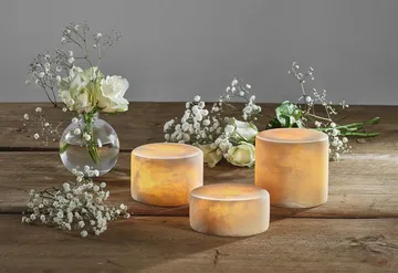 Marble bordsljus - Beige silk matt, Ø8x6 cm - Unison