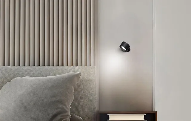 No Cable rechargeable wall lamp, Black, Ø8x4.5 cm Unison