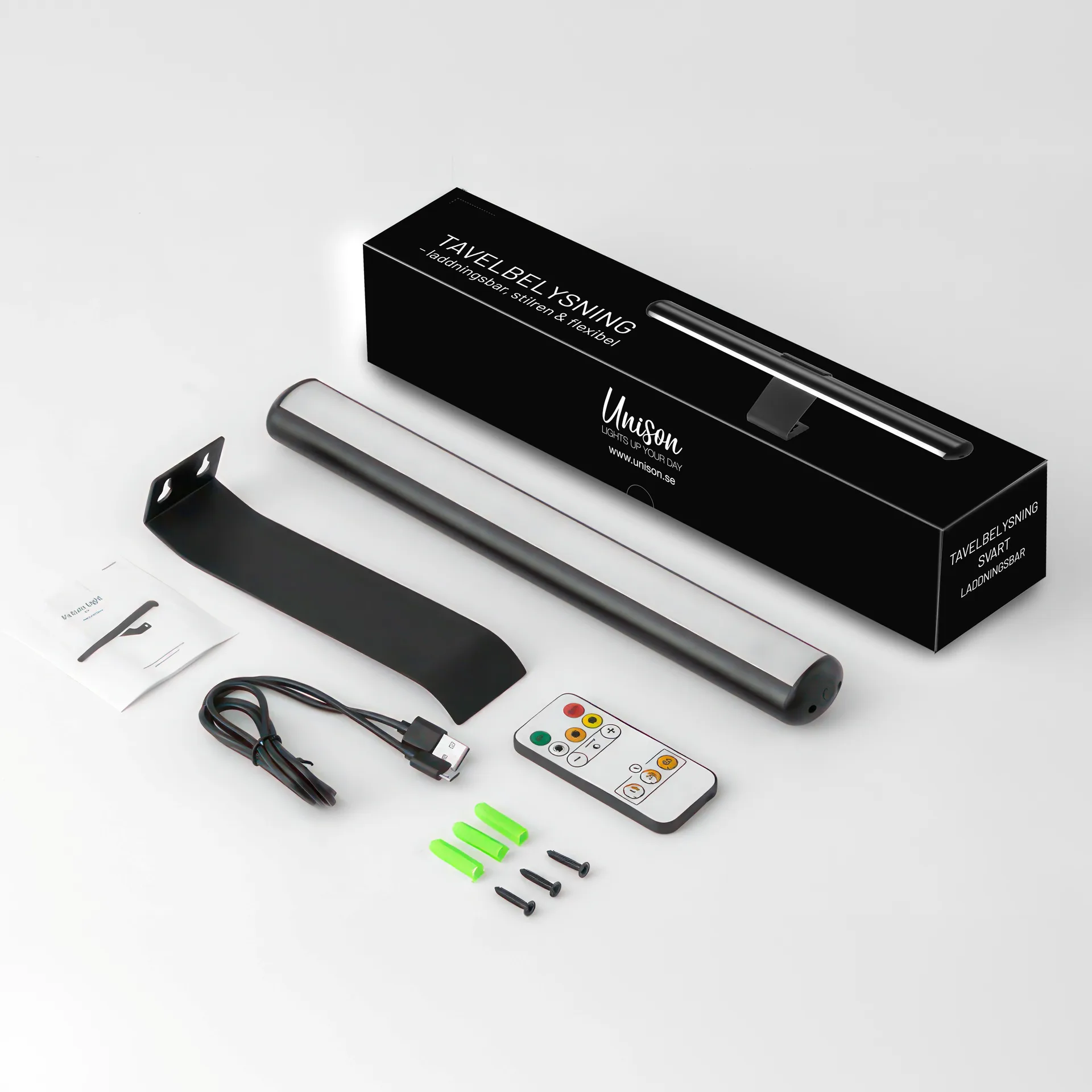 Rechargeable picture light, Black, Ø4x32 cm Unison