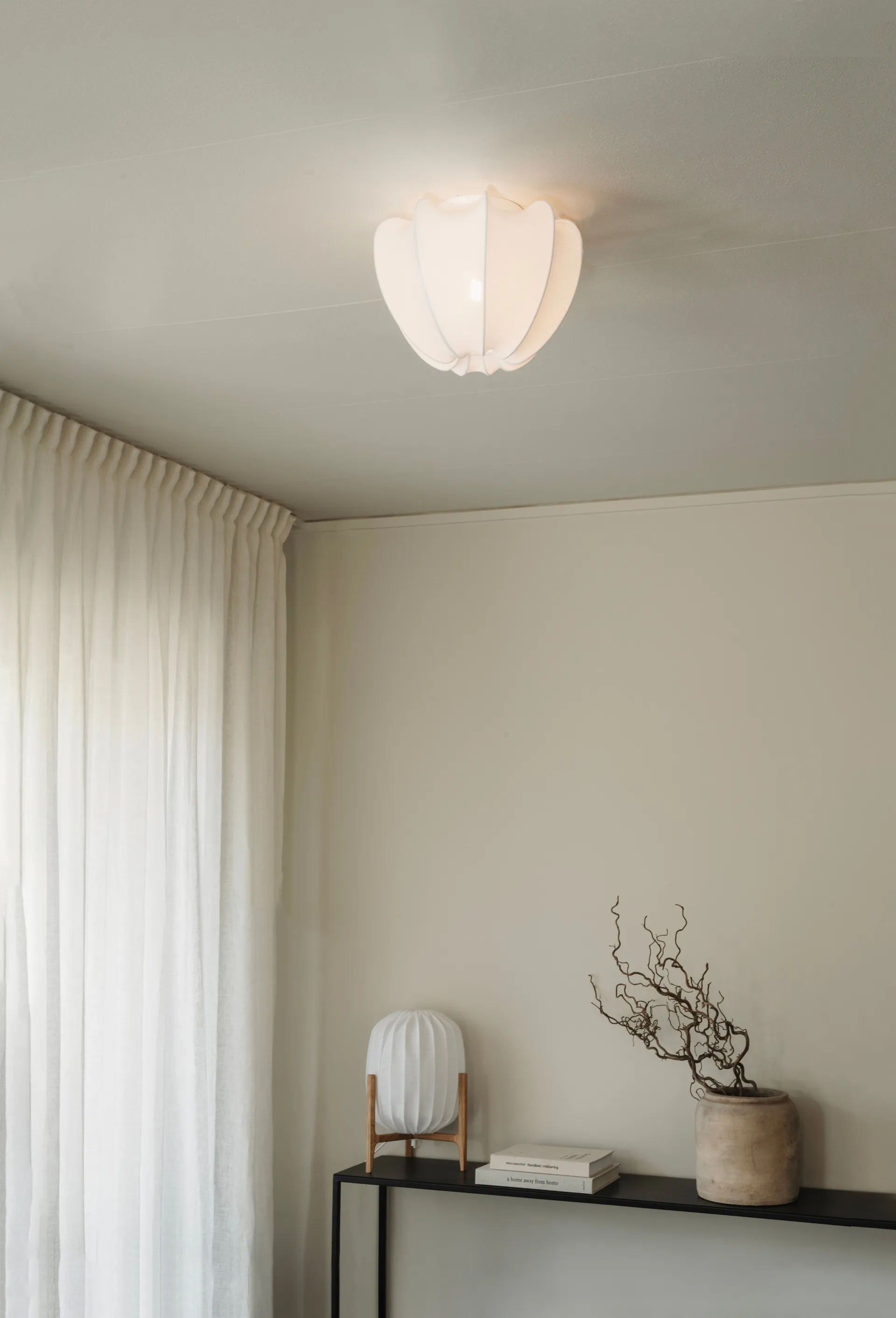 Anna plafond mini Ø30 cm, White cotton Watt & Veke