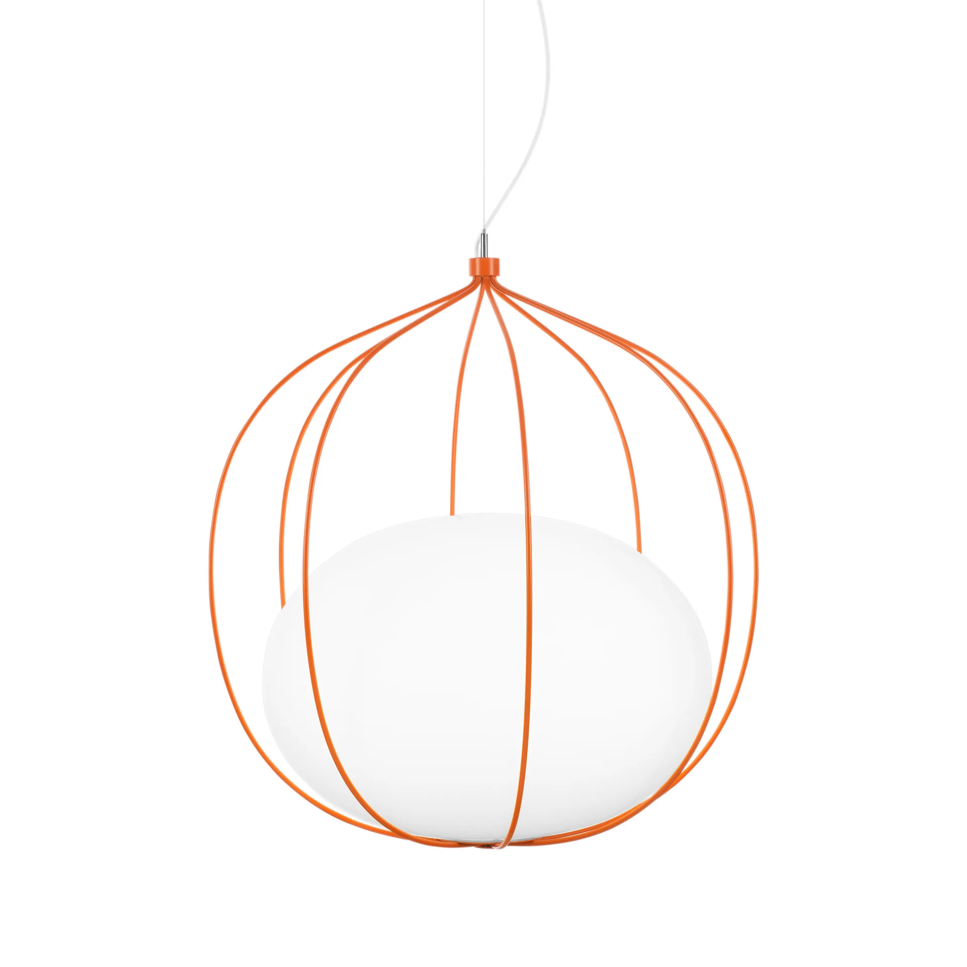 Hoop Pendelleuchte, Orangener Innenbecher aus mattem Opalglas Zero Interiör