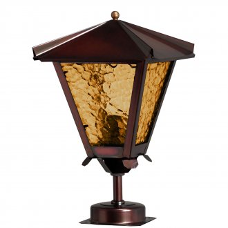 Gustav foot lamp copper/yellow cathedral glass