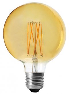 E27 Globlampa Amber 95mm 4W warm yellow dimmable