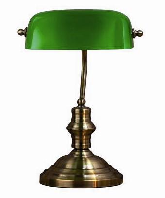 Bankers klassisk bordlampe 42 cm grøn