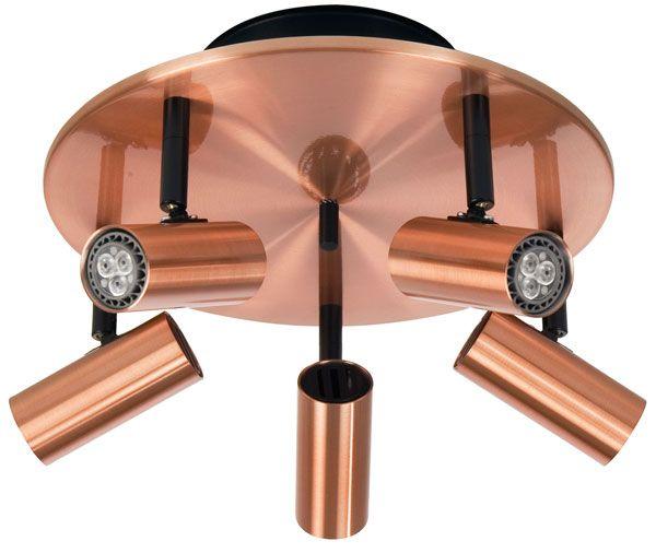 Cato LED round 5-spot copper