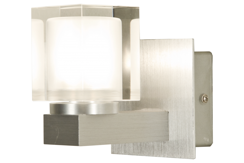 acate wall lamp bathroom, aluminum / clear (aluminium)