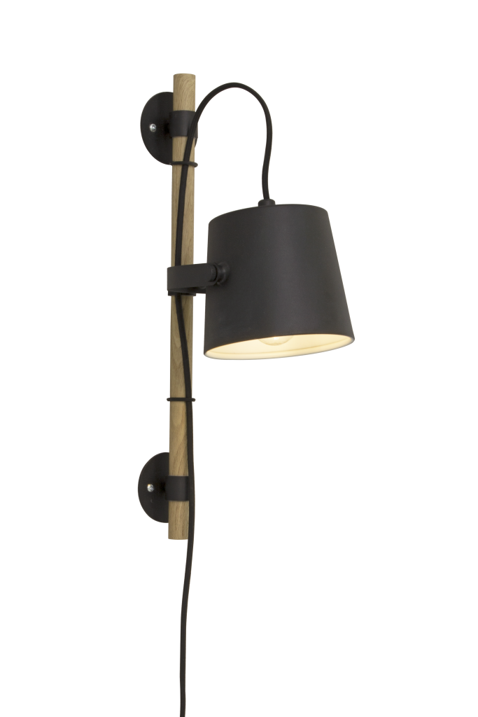 espresso wall lamp, black / wood (bois)