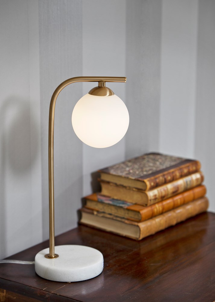 Orfeus Table Lamp Fair Marble, Brushed Gold Desk Lamps