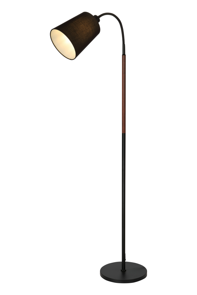 ljusdal floor lamp 1-arm, black / walnut (noyer)