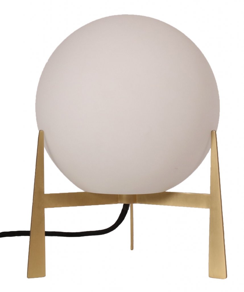 Milla bordlampe med hvidt glas på messingfod fra PR Home