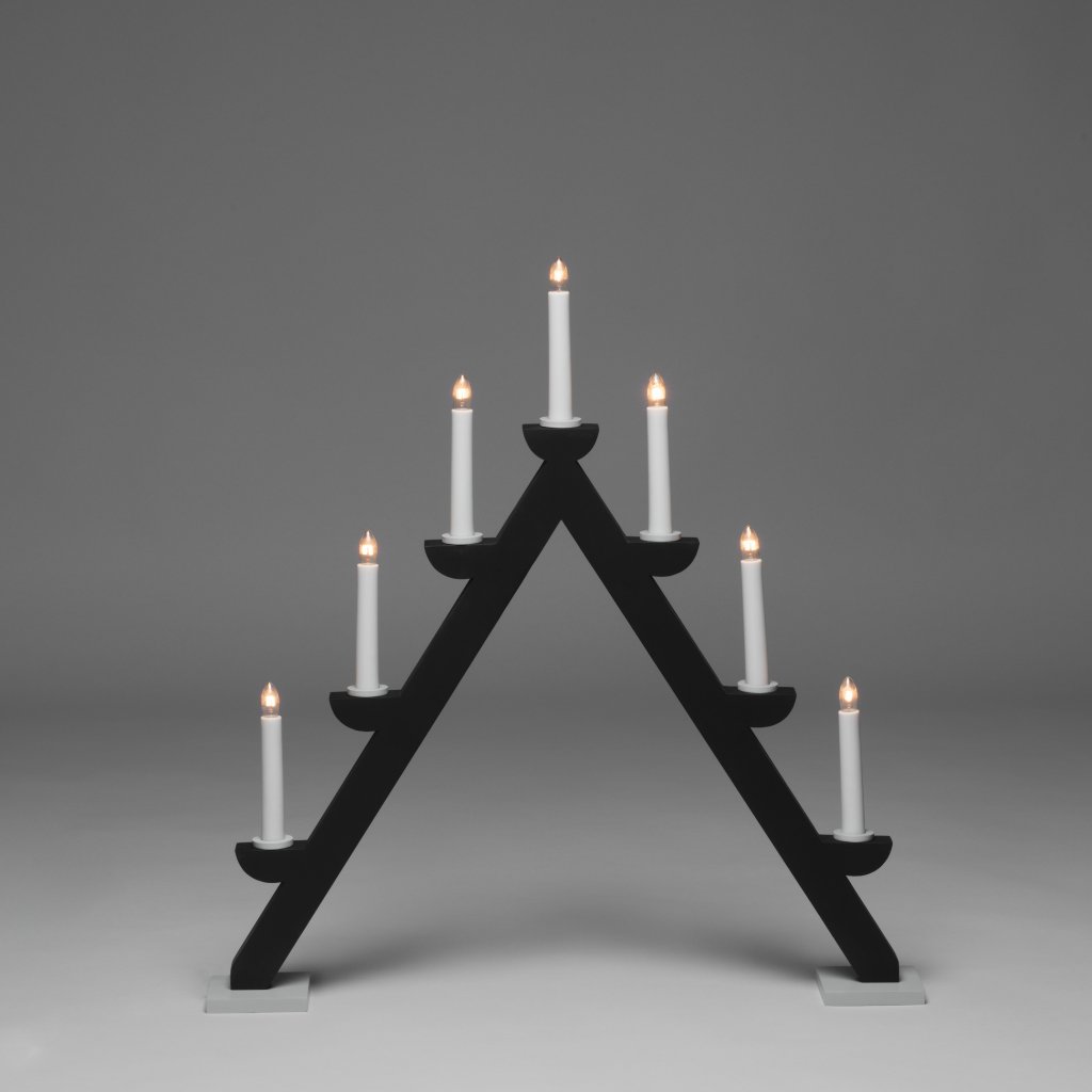 Electric candlestick 7L wood 54cm (zwart)