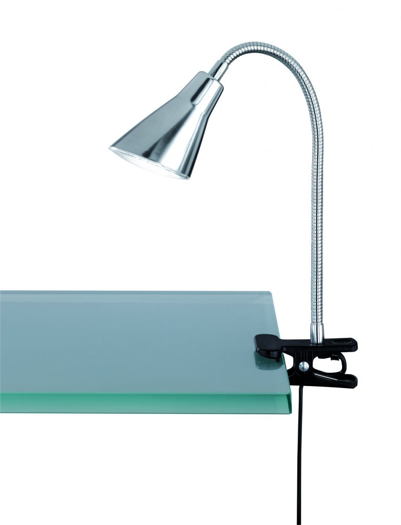 preto led table lamp clip-on b-steel (couleur argent)