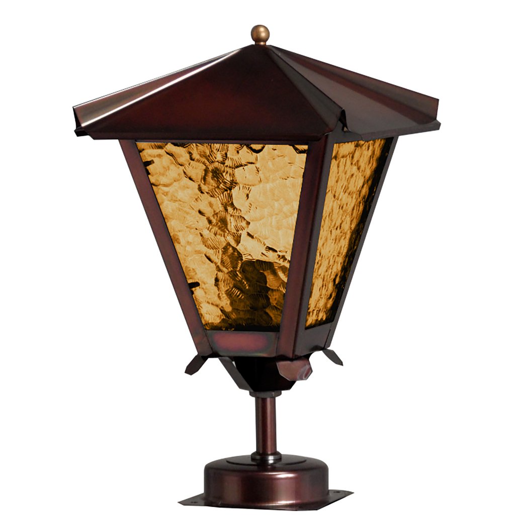 Gustav foot lamp copper/yellow cathedral glass (Geoxideerd koper)