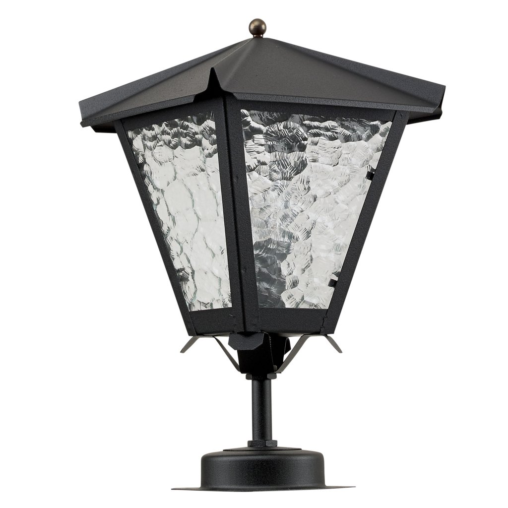 Gustav foot lamp black/clear cathedral glass (zwart)